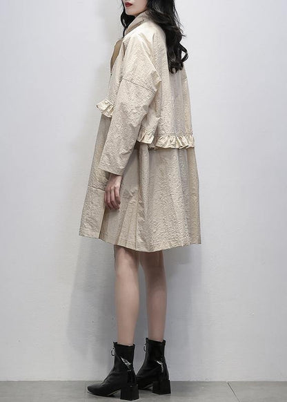 Women nude Plus Size clothes Tutorials Notched Ruffles coat - SooLinen