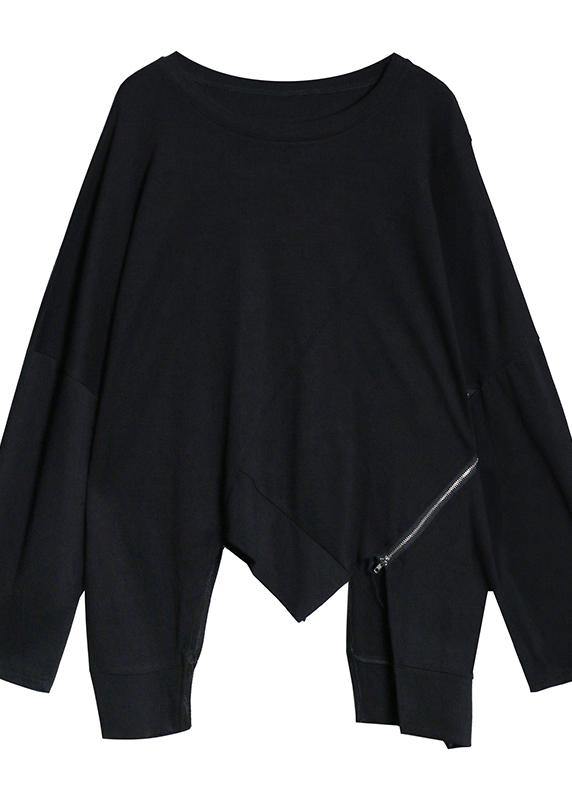 Women o neck asymmetric linen fall clothes Tops white shirts - SooLinen