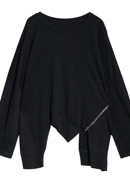 Women o neck asymmetric linen fall clothes Tops white shirts - SooLinen