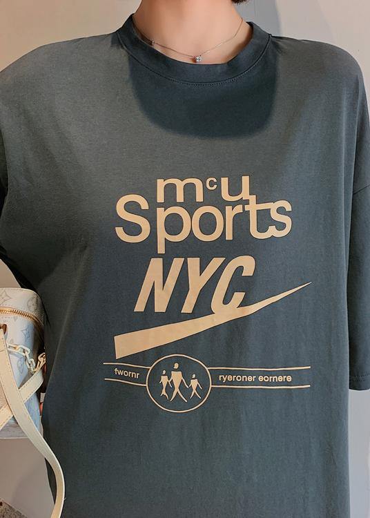 Women o neck half sleeve summer Wardrobes Work gray Letter Maxi Dress - SooLinen