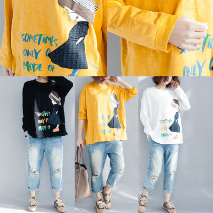 Frauen o neck langarm baumwolle shirts frauen plus größe Arbeit schwarz baggy top frühling