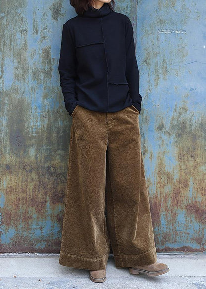 Women patchwork cotton high neck linen tops women blouses Work black tops - SooLinen