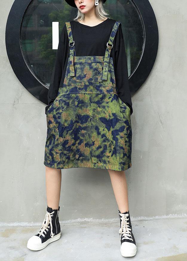 Women prints Cotton clothes false two pieces cotton fall Dresses - SooLinen