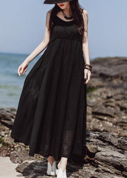 Women red sleeveless clothes For Women Casual Summer Solid Color Double Layer Hem Dress - SooLinen