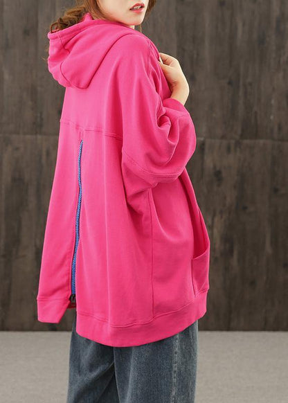 Women rose crane tops hooded drawstring short shirts - SooLinen