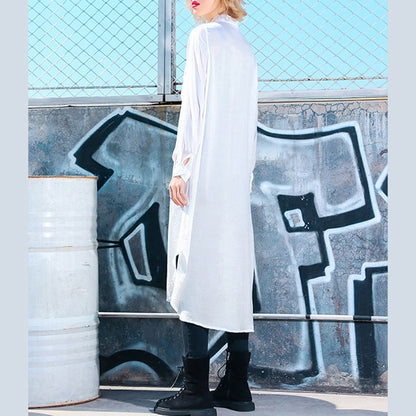 Damen seitlich offen Baumwolle Quilting Kleidung Pakistani Fotografie weiß oversized Shirt Kleid