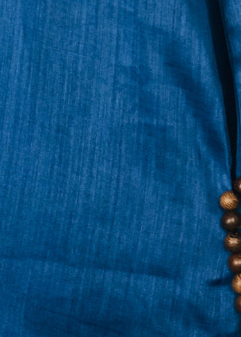 Frauen stehkragen seite offen leinen kleider Mode Weihnachtsgeschenke blau baggy Kleid Sommer