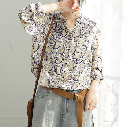 Damen Bluse aus Baumwolle mit V-Ausschnitt in Übergröße