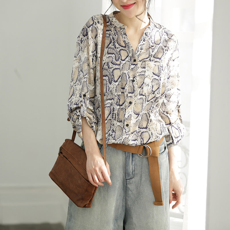 Damen Bluse aus Baumwolle mit V-Ausschnitt in Übergröße