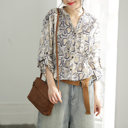 Damen Bluse aus Baumwolle mit V-Ausschnitt in Übergröße