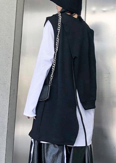 Women white cotton clothes For Women hem Hole daily o neck blouses - SooLinen