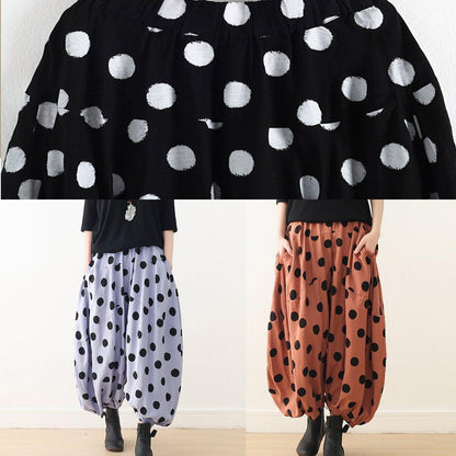 Damen Weite Hose Baumwolle Tunika Muster Fun Fashion Ideas schwarz gepunktet Kniehose Frühling