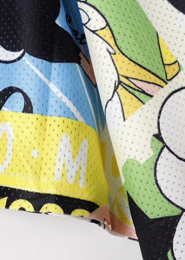 Women yellow Cotton Wardrobes Cartoon print Knee summer Dresses - SooLinen