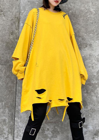 Women yellow shirts Tutorials o neck Hole spring blouses - SooLinen