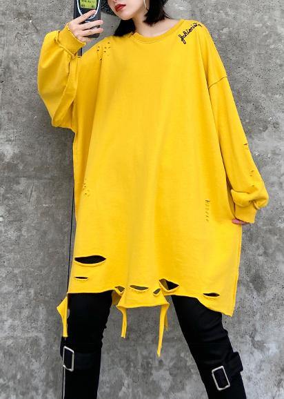 Women yellow shirts Tutorials o neck Hole spring blouses - SooLinen