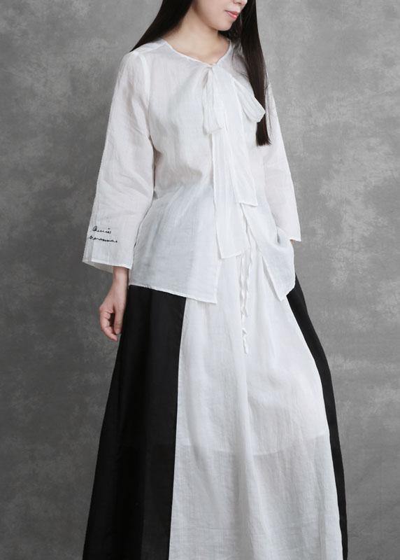 Women's Autumn Purple Suit Lace-up Three-quarter Sleeve Shirt Contrasting Color Sweater Skirt - SooLinen