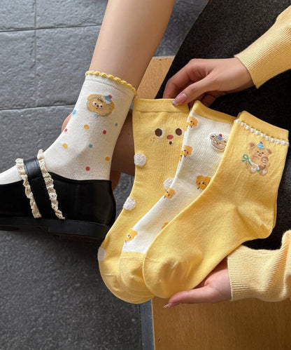 Women's Cartoon Jacquard Cotton Sweat Absorbing Breathable Mid Calf Socks