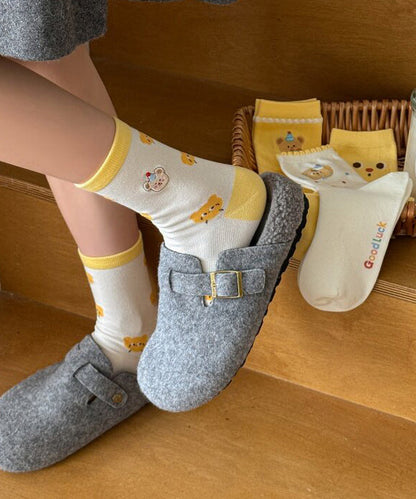 Women's Cartoon Jacquard Cotton Sweat Absorbing Breathable Mid Calf Socks