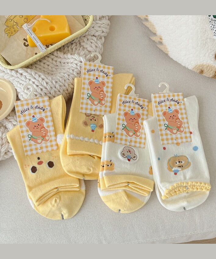 Women's Cartoon Jacquard Cotton Sweat Absorbing Breathable Mid Calf Socks