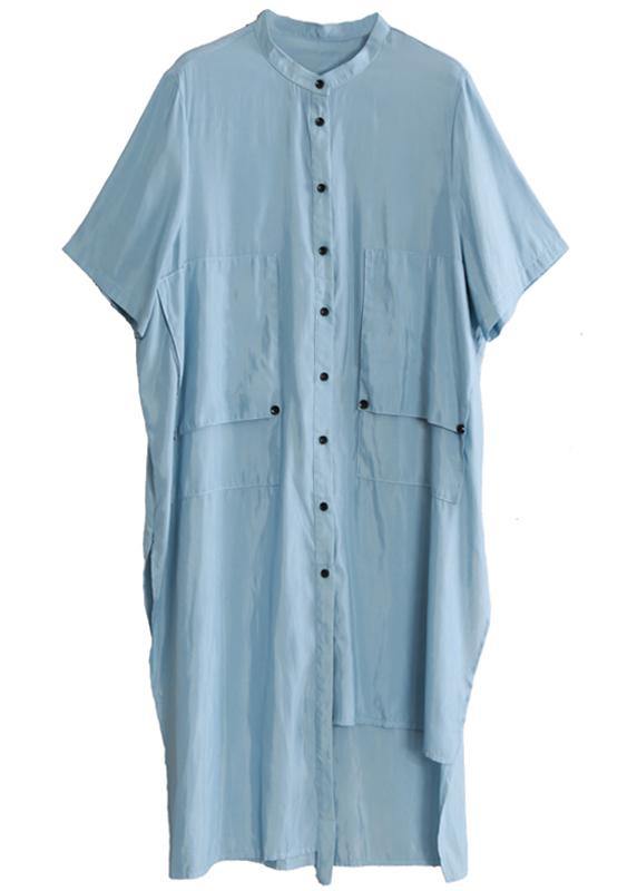 Women's Fashion Personality Suit Blue Irregular Long Shirt White Wide Leg Pants - SooLinen