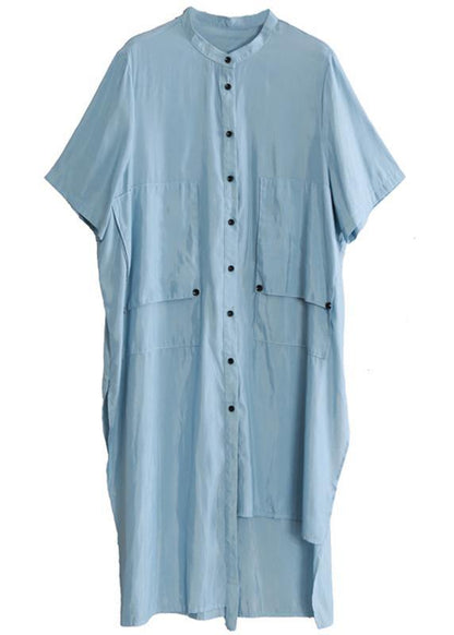 Women's Fashion Personality Suit Blue Irregular Long Shirt White Wide Leg Pants - SooLinen