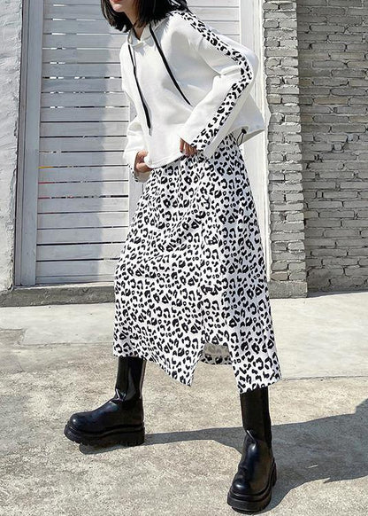 Women's Retro Fashion Fried Street Leopard Print Bodysuit Two Piece Skirt - SooLinen