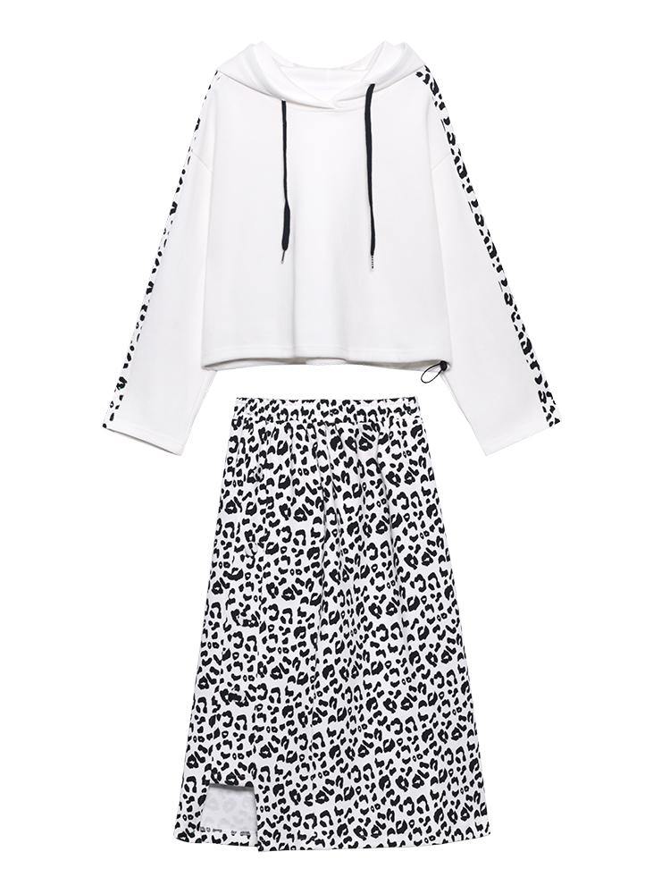 Women's Retro Fashion Fried Street Leopard Print Bodysuit Two Piece Skirt - SooLinen