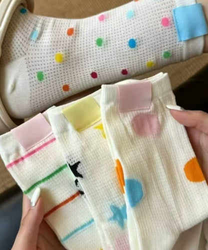 Women's Summer Thin Colored Dot Mid Calf Socks