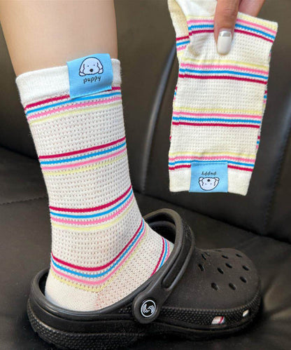 Women's Summer Thin Colored Dot Mid Calf Socks