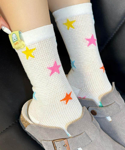 Women's Summer Thin Colored Dot Mid Calf Socks