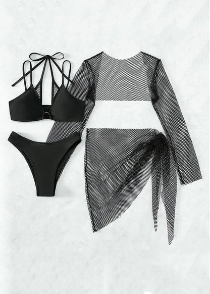 Women's Swimsuit Set Four Piece Set Tulle Lingerie Set