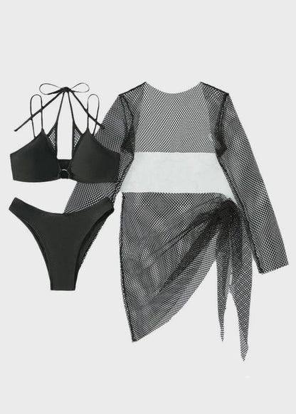 Women's Swimsuit Set Four Piece Set Tulle Lingerie Set