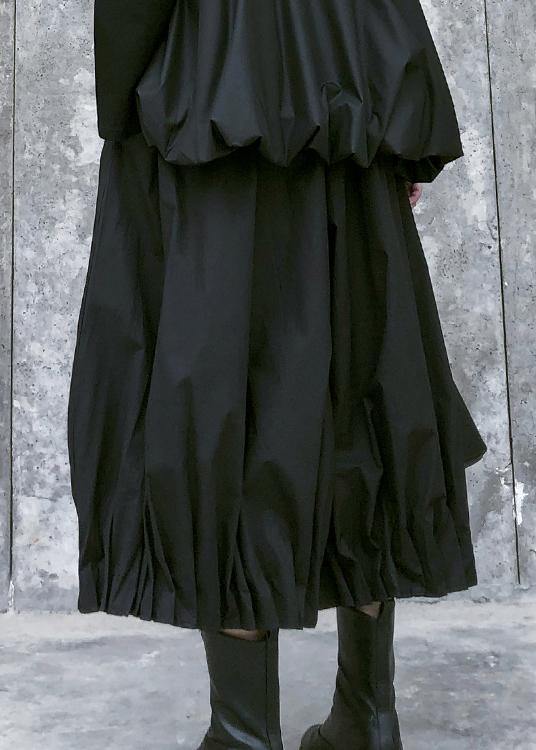 Women's baggy pleated wide leg pants high waist black casual pants - SooLinen