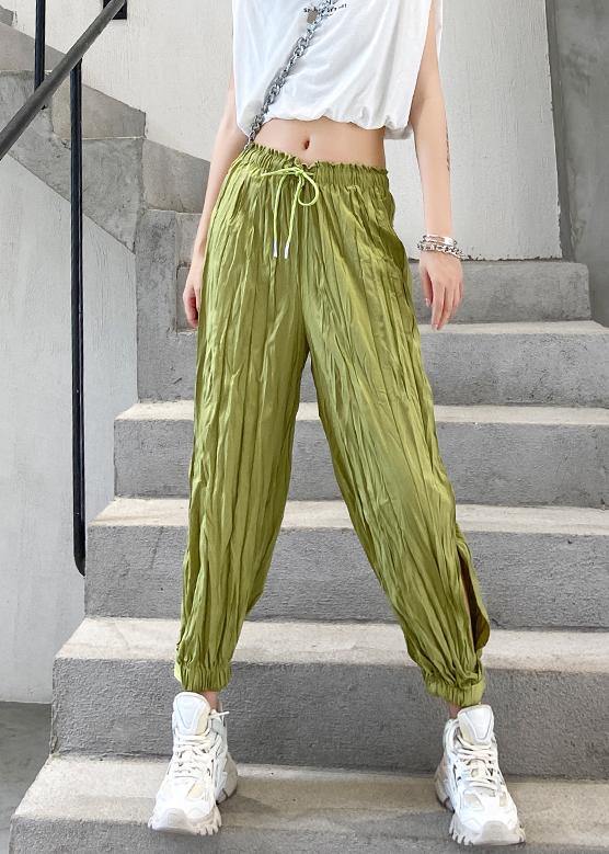 Women's casual trousers summer green thin section loose  thin harem beam feet pants - SooLinen