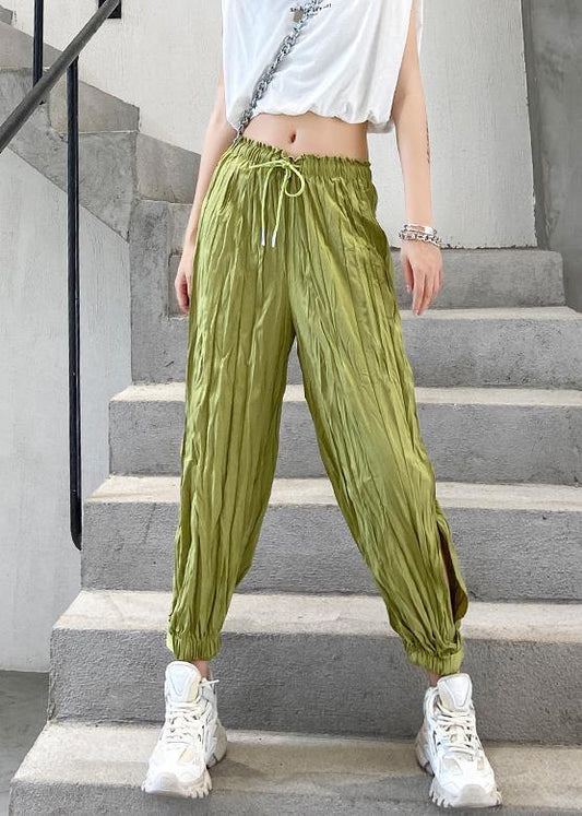 Women's casual trousers summer green thin section loose  thin harem beam feet pants - SooLinen
