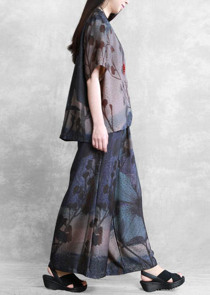 Women's casual two-piece loose-fitting sleeves and wide-leg pants - SooLinen