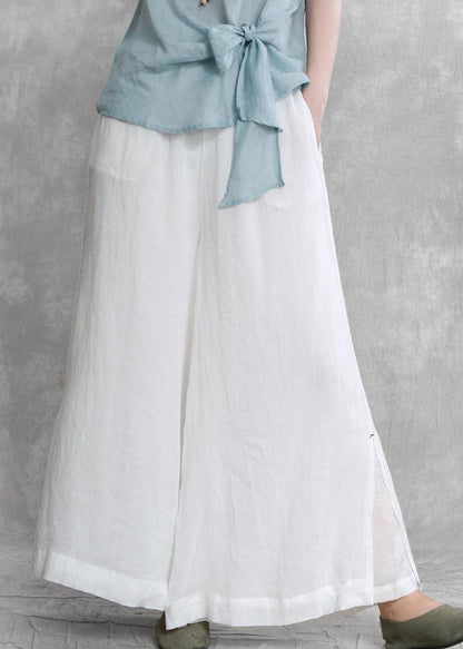 Women's casual wide-leg pants 2021 summer thin white pants - SooLinen