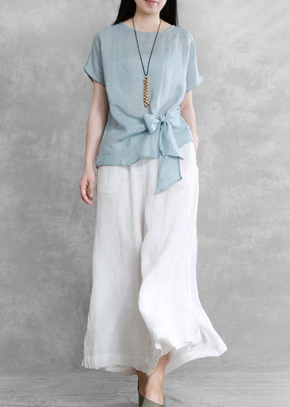 Women's casual wide-leg pants 2021 summer thin white pants - SooLinen