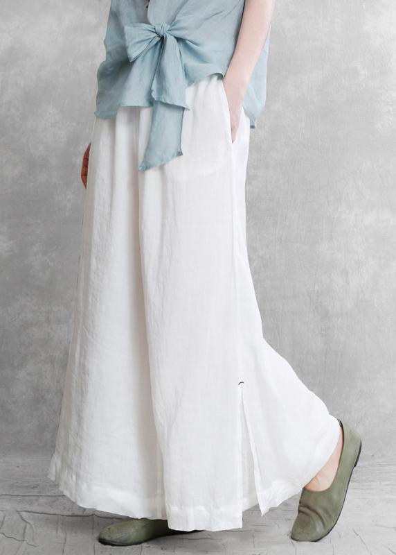 Women's casual wide-leg pants 2021 summer thin white pants - SooLinen