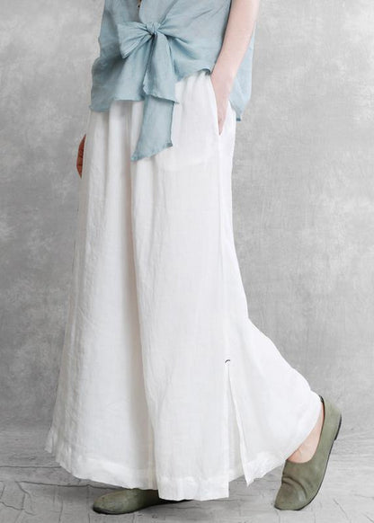 Women's casual wide-leg pants 2021 summer thin white pants - SooLinen