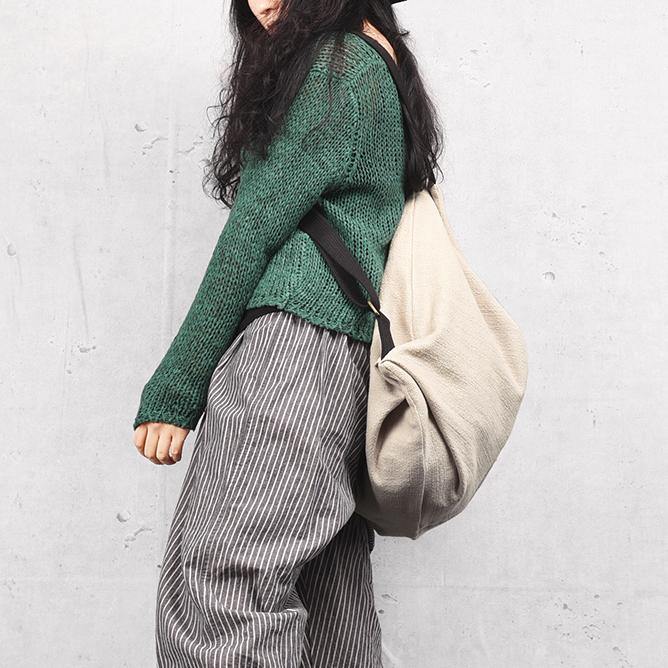 Women's cloth bag, multiple backs, shoulder bag, simple backpack, beige variety bag - SooLinen