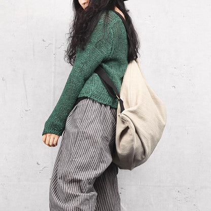 Women's cloth bag, multiple backs, shoulder bag, simple backpack, beige variety bag - SooLinen