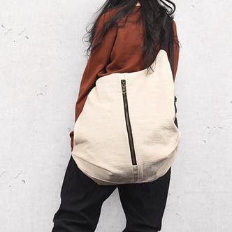 Women's cloth bag, multiple backs, shoulder bag, simple backpack, beige variety bag - SooLinen
