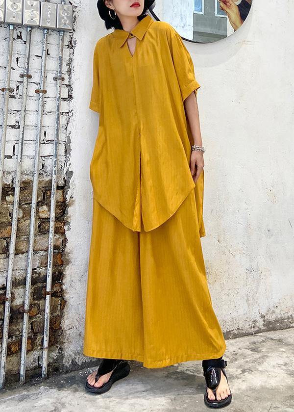 Women's retro plus size was thin and windy and wide-leg pants green two-piece suit - SooLinen