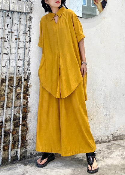 Women's retro plus size was thin and windy and wide-leg pants green two-piece suit - SooLinen