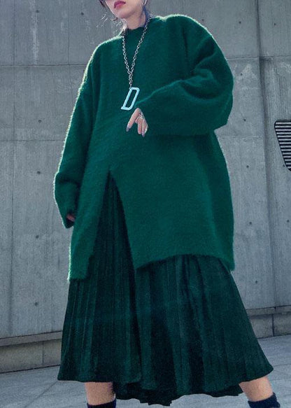 Women's spring plus size sweater mid-length velvet skirt pleated skirt two-piece - SooLinen