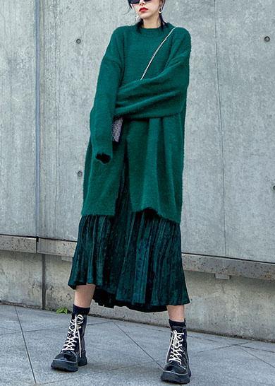 Women's spring plus size sweater mid-length velvet skirt pleated skirt two-piece - SooLinen