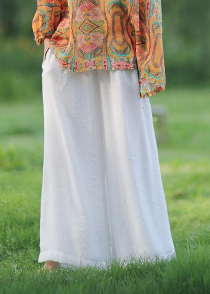 Women's trousers elastic waist tie Tencel cotton loose retro trousers - SooLinen