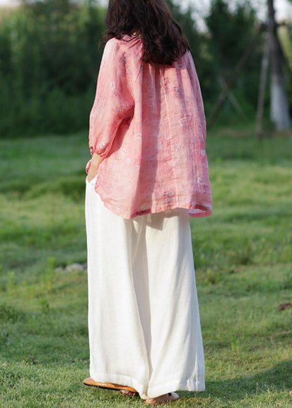 Women's trousers elastic waist tie Tencel cotton loose retro trousers - SooLinen