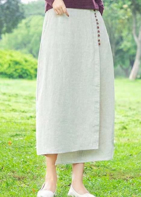 Women's white skirt, loose high waist A-line skirt - SooLinen